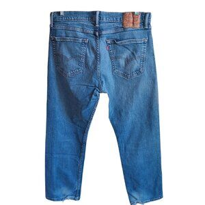 36x30 Levis 505 Regular Fit Blue Denim Jeans Distressed Trash Fade Straight Leg